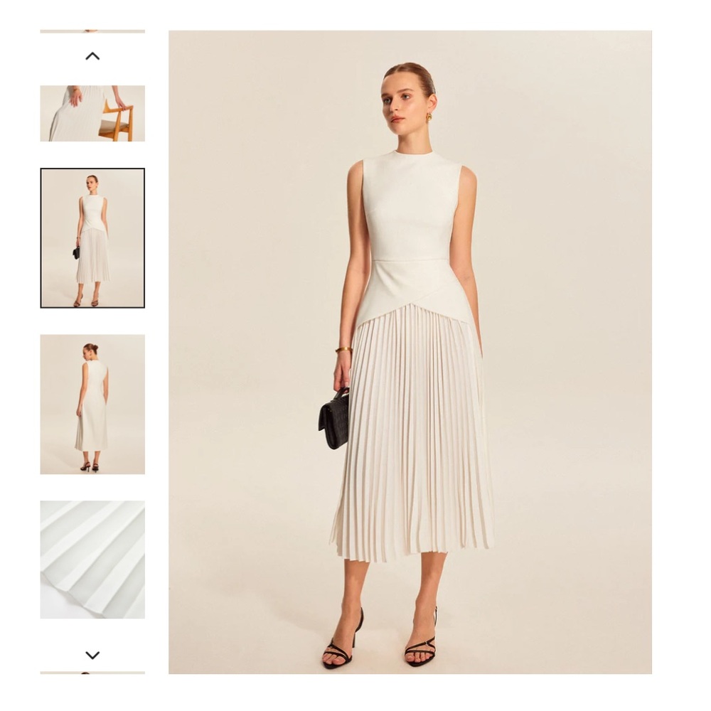 Sleeveless elegant pleated midi dress new with tag office wear